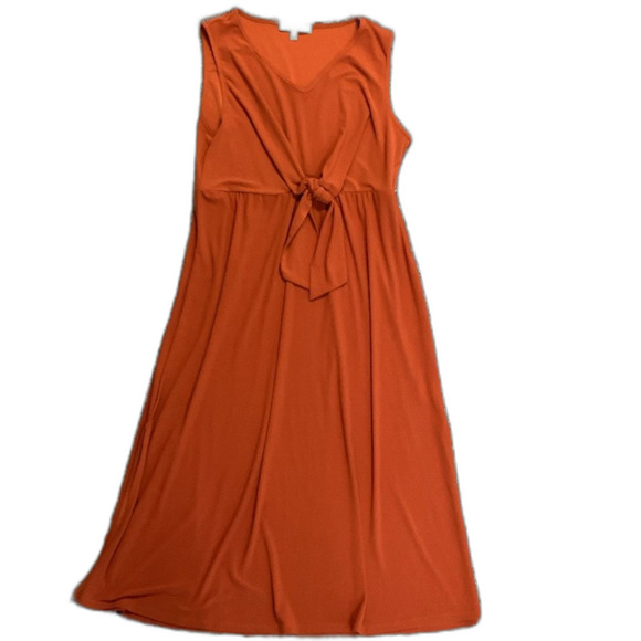 Adyson Parker Deep Orange Sleeveless Self-Tie Side Slit Maxi Dress Size Large - Picture 3 of 13